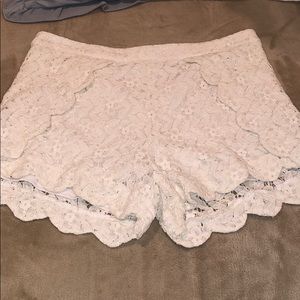 White lace scalloped shorts